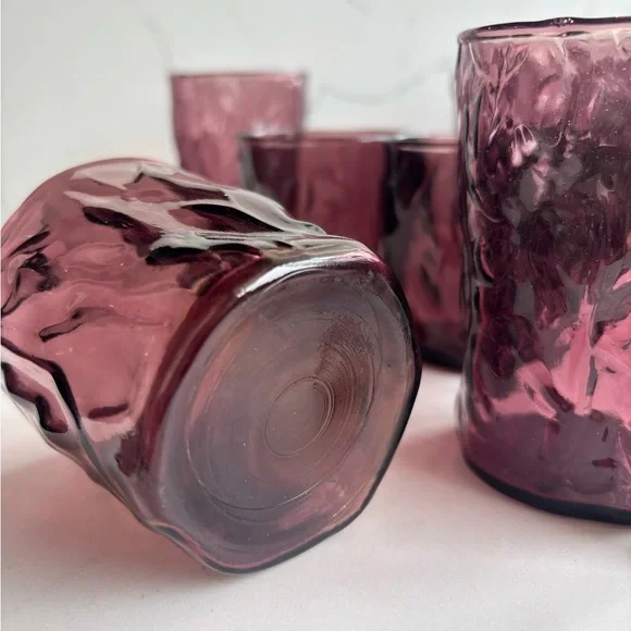 7 Seneca Morgantown amethyst glasses. 4 juice 3 lowball - Picture 6 of 7